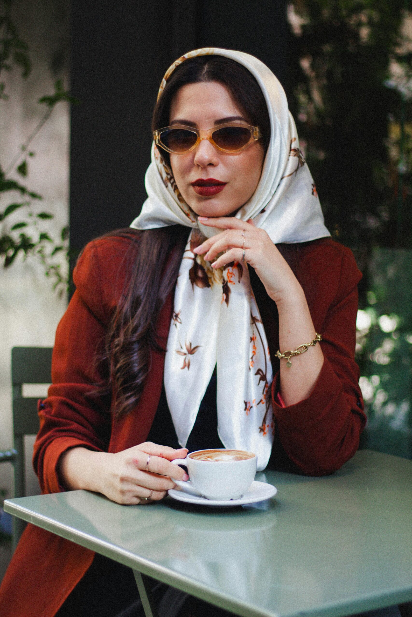 Elegant Istanbul Cafe Scene with Stylish Woman