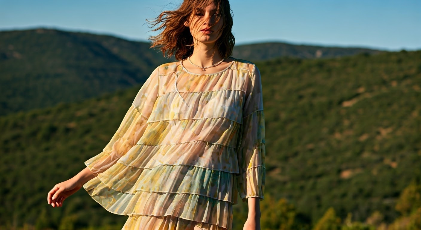 Model in sheer summer wear